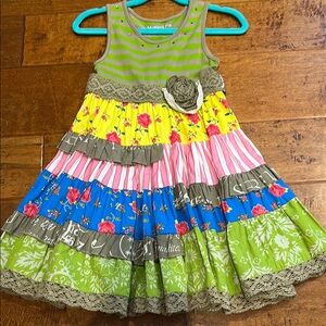 Mustard Pie Multicolor Layered Kids Dress